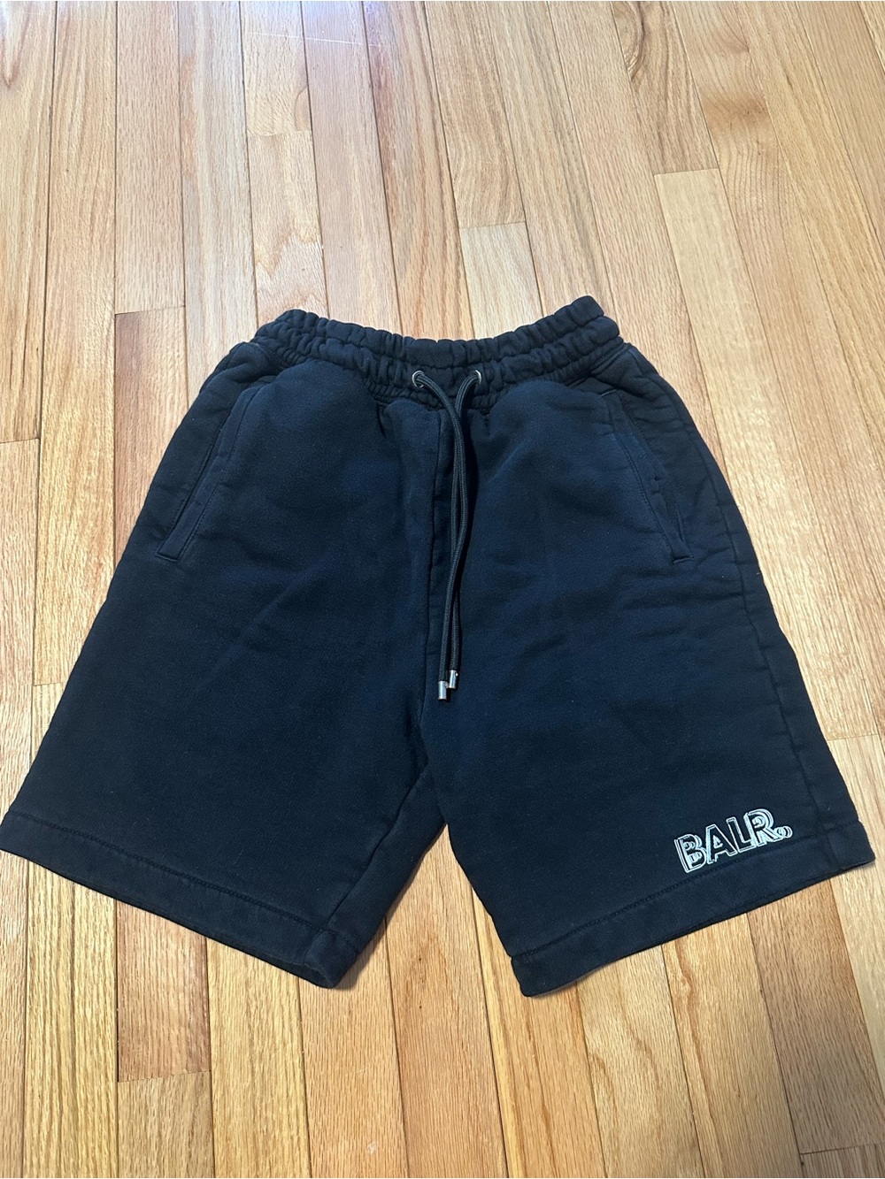 BALR Men's Black Logo Drawstring Sweat Shorts Small
